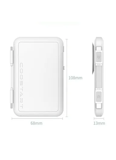 5000mAh Portable Power Bank, Wireless &amp; Wired Phone External Battery with Type-C Cable K8 - Black 