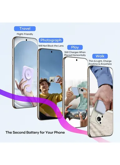 5000mAh Portable Power Bank, 15W+22W Electric Suction Wireless &amp; Wired Charger Phone External Battery K8 - White