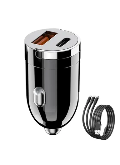 3-in-1 12- 24V 120W USB+Type-C Cellphone Fast Charging Adapter Car Charger G20