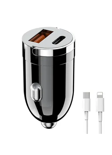 12- 24V 120W USB+Type-C Phone Fast Charging Adapter Car Charger with Type-C to 8Pin Cable G20 