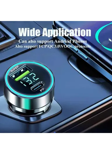 120W Fast Car Charger USB+Type-C Power Adapter with PD iP Cable for iPhone D3-PD