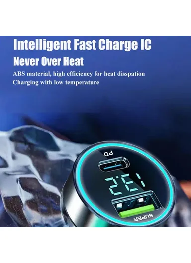 120W Fast Car Charger USB+Type-C Power Adapter with PD iP Cable for iPhone D3-PD