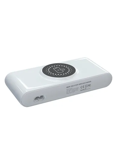 6 In 1 Multifunction 72W Smart Wireless Charger with 2 USB + 2 Type C Ports and LED Ambient Light EU Plug F9A 