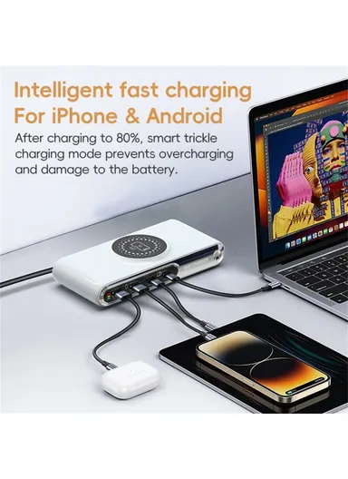 6 In 1 Multifunction 72W Smart Wireless Charger with 2 USB + 2 Type C Ports and LED Ambient Light EU Plug F9A 