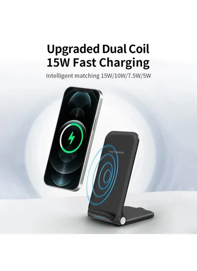 15W Phone Wireless Charging Stand Foldable Wireless Charger OJD-75  (L15.6 x W7.5 x T2.2)cm - White