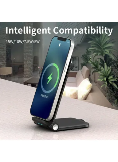 15W Phone Wireless Charging Stand Foldable Wireless Charger OJD-75  (L15.6 x W7.5 x T2.2)cm - White