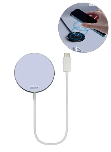 Type-C Cable Round Magnetic Wireless Charger Phone Charging Pad C12 - White