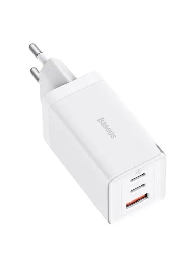 65W Pro Wall Charger 2 Type-C + 1 USB Fast Charging Travel GaN Charger EU Plug Adapter GaN5 - White