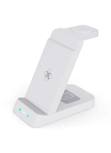 3 in 1 Wireless Charger for Samsung Watch 3 / 4 / 5 / 6 / 7 / Phone / Earphones Wireless Charging Stand B-20A - White