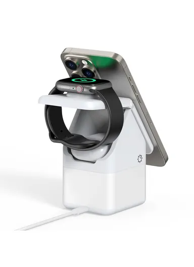 15W Wireless Charging Station 4-in-1 Multi Charger for iPhone 16 Series / Apple Watch 10 / AirPods 4, W20 - White