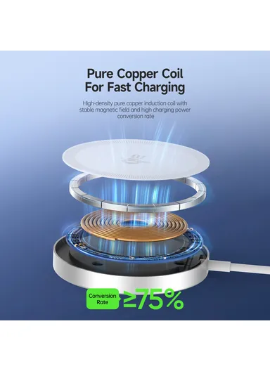 15W Fast Charging Magnetic Wireless Phone Charger for iPhone 16 Series / AirPods 4 W18 Qi2