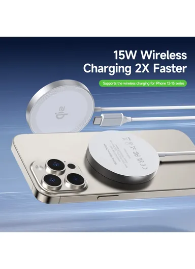 15W Fast Charging Magnetic Wireless Phone Charger for iPhone 16 Series / AirPods 4 W18 Qi2