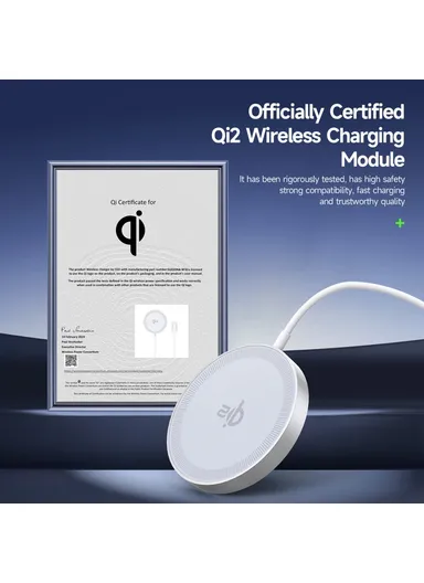 15W Fast Charging Magnetic Wireless Phone Charger for iPhone 16 Series / AirPods 4 W18 Qi2