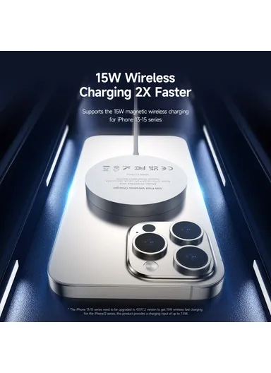15W Fast Charging Magnetic Wireless Phone Charger for iPhone 16 Series / AirPods 4 W18 Qi2