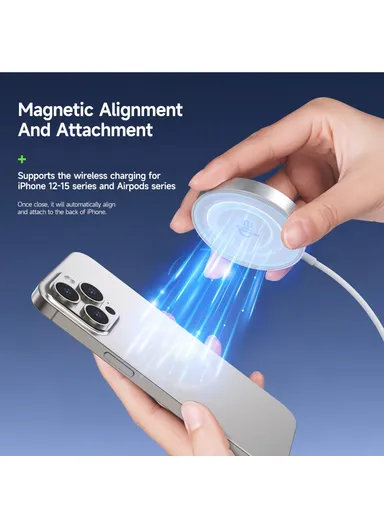 15W Fast Charging Magnetic Wireless Phone Charger for iPhone 16 Series / AirPods 4 W18 Qi2