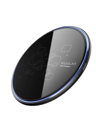 15W Qi Wireless Charger Fast Charging Pad Ultra Thin Charging Station for iPhone 12 11 Samsung Galaxy S10 Plus  KL-CD14 - Black