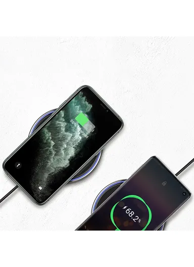 15W Qi Wireless Charger Fast Charging Pad Ultra Thin Charging Station for iPhone 12 11 Samsung Galaxy S10 Plus  KL-CD14 - Black