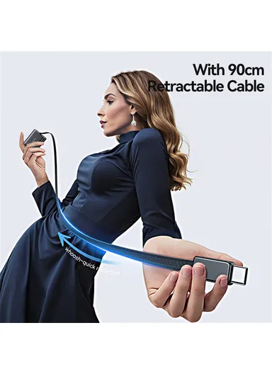  CC297 Xiang Series US Plug 30W Fast Charger Adapter with Retractable Type C Cable - White