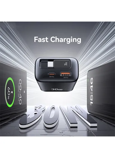  CC297 Xiang Series US Plug 30W Fast Charger Adapter with Retractable Type C Cable - White