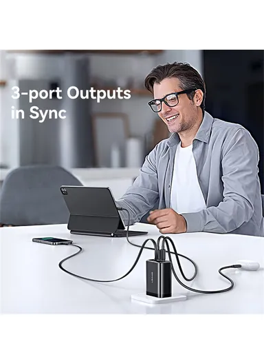  CC297 Xiang Series US Plug 30W Fast Charger Adapter with Retractable Type C Cable - White