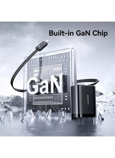  CC297 Xiang Series US Plug 30W Fast Charger Adapter with Retractable Type C Cable - White