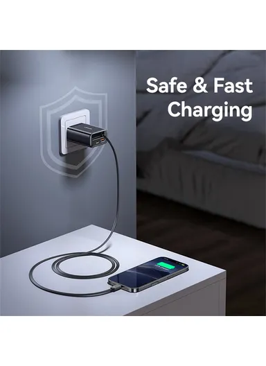  CC297 Xiang Series US Plug 30W Fast Charger Adapter with Retractable Type C Cable - White