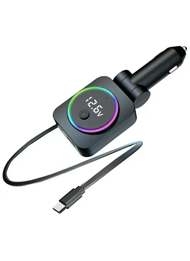 Multi-Use Automotive Cigarette Car Charger USB with Built-in Retractable Type-C Cable, 30W Fast Charging Cigarette Lighter Charging Adapter K38 (L16 x W5.1)cm