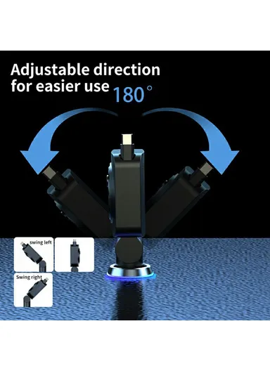 Multi-Use Automotive Cigarette Car Charger USB with Built-in Retractable Type-C Cable, 30W Fast Charging Cigarette Lighter Charging Adapter K38 (L16 x W5.1)cm
