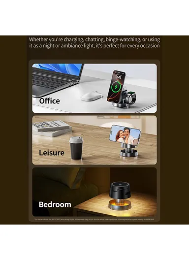 4-in-1 Wireless Charging Dock, Phone Smart Watch Wireless Phone Charging &amp; Earbuds with Night Light WP-U178 
