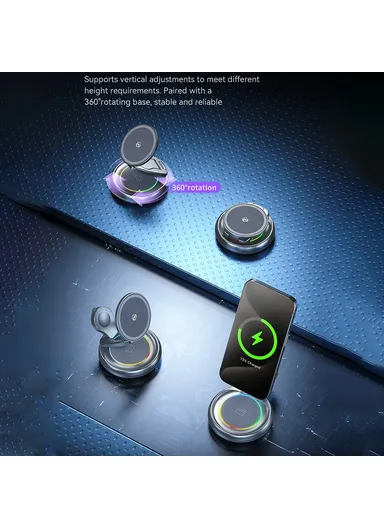 3-in-1 Rotatable Wireless Charger Phone Smart Watch Earbuds Desktop Bracket WP-U177