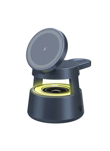 5-in-1 Magnetic Wireless Charger, Phone Watch Earphone Wireless Charger with Bluetooth-compatible Speaker Night Light OJD-132A (D8 x H10.5)cm 