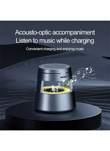 5-in-1 Magnetic Wireless Charger, Phone Watch Earphone Wireless Charger with Bluetooth-compatible Speaker Night Light OJD-132A (D8 x H10.5)cm 