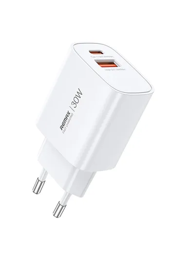 Fast Charger Adapter Dual Port USB-A / Type-C PD 30W QC 3.0 Wall Charger U187-AC30W - EU Plug