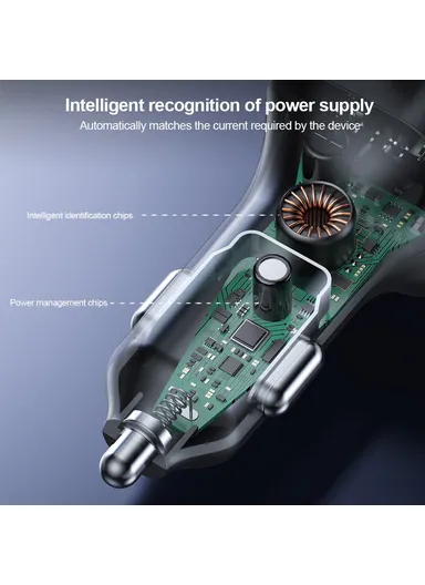 30W Multi-Port Fast Charging Car Charger with Rear Seat Charging Ports &amp; RGB Ambient Light XDCH-107