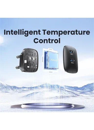 45W Multi-Use Phone Laptop GaN Fast Charger Dual USB-C Power Wall &amp; Desk Adapter Charger CC305 - EU Plug