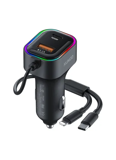 22.5W Multi-Port Fast Charging Car Charger, Dual Lightning &amp; Type-C Cable Car Charger XDCH-106