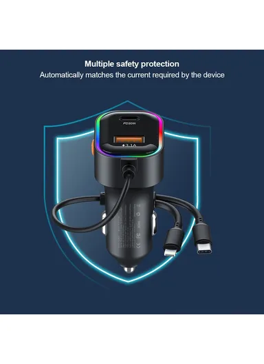 22.5W Multi-Port Fast Charging Car Charger, Dual Lightning &amp; Type-C Cable Car Charger XDCH-106