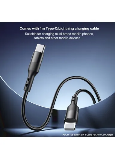 22.5W Multi-Port Fast Charging Car Charger, Dual Lightning &amp; Type-C Cable Car Charger XDCH-106