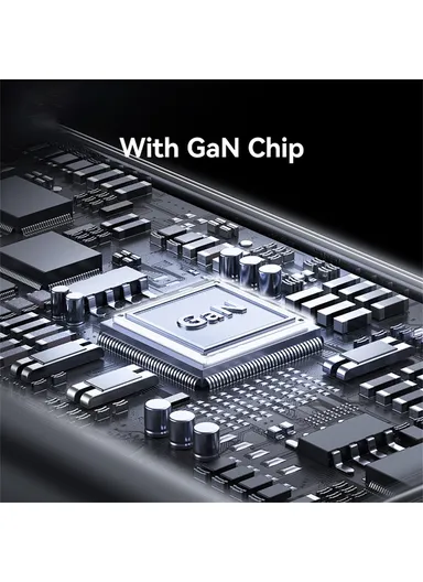 65W Wall Charger Fast Charging 3 Ports GaN Power Adapter with Built-in Cable, EU Plug CC266  - White