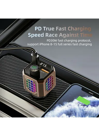 PD30W Car Charger Adapter Zinc Alloy Fast Charging Cigarette Lighter C70 (L3 x W3 x H9)cm