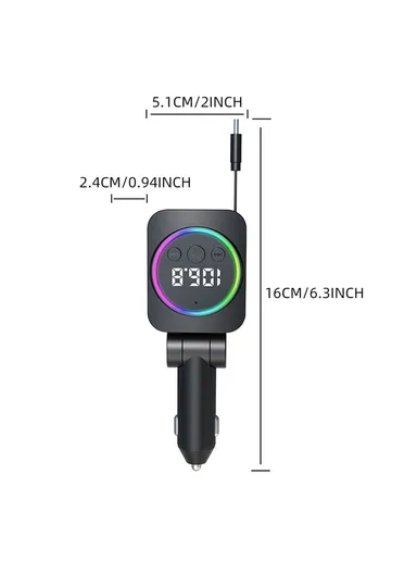 PD 30W Cigarette Lighter Adapter Car Charger with Retractable, Bluetooth-compatible FM Transmitter Car Charger C76 (L5.1 x H16)cm