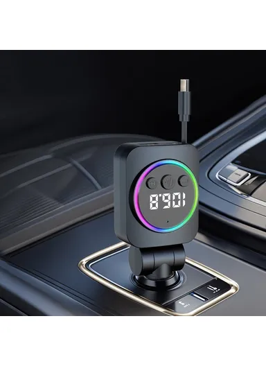 PD 30W Cigarette Lighter Adapter Car Charger with Retractable, Bluetooth-compatible FM Transmitter Car Charger C76 (L5.1 x H16)cm