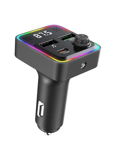 3-in-1 Bluetooth-compatible Car Charger PD 30W Cigarette Lighter Charger Adapter with FM Transmitter C71 (L4.3 x H7.4)cm