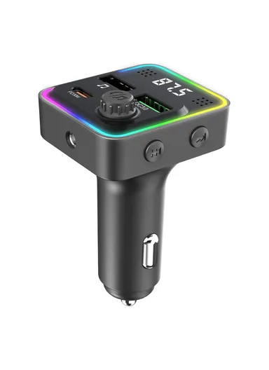 3-in-1 Bluetooth-compatible Car Charger PD 30W Cigarette Lighter Charger Adapter with FM Transmitter C71 (L4.3 x H7.4)cm