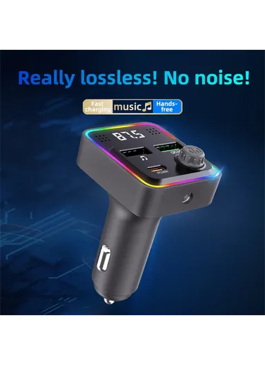 3-in-1 Bluetooth-compatible Car Charger PD 30W Cigarette Lighter Charger Adapter with FM Transmitter C71 (L4.3 x H7.4)cm