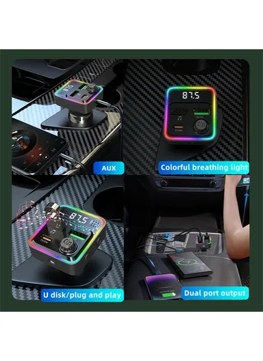 3-in-1 Bluetooth-compatible Car Charger PD 30W Cigarette Lighter Charger Adapter with FM Transmitter C71 (L4.3 x H7.4)cm