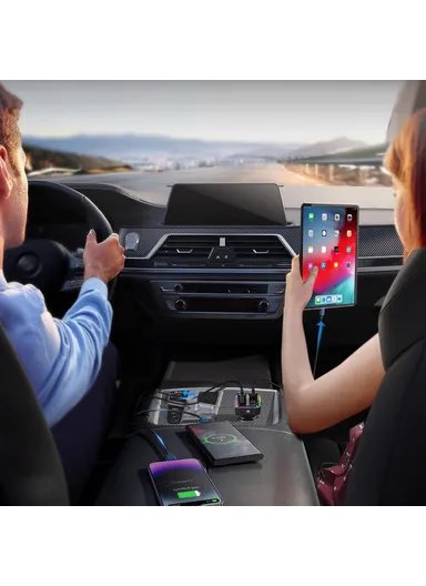 3-in-1 Bluetooth-compatible Car Charger PD 30W Cigarette Lighter Charger Adapter with FM Transmitter C71 (L4.3 x H7.4)cm