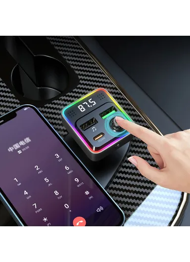 3-in-1 Bluetooth-compatible Car Charger PD 30W Cigarette Lighter Charger Adapter with FM Transmitter C71 (L4.3 x H7.4)cm