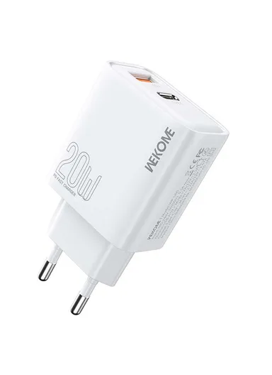 20W Portable Dual Port USB-A/Type-C Fast Charger Wall Charger Adapter WP-U60  - EU Plug