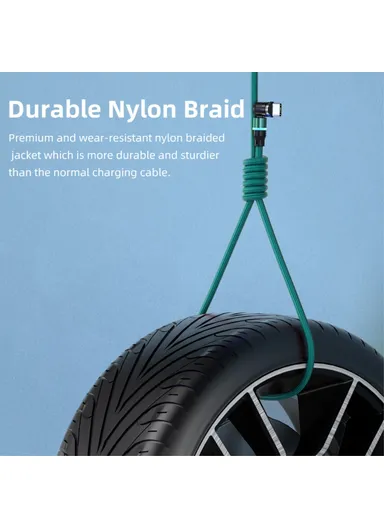 1m Rotation Magnetic Cable 3A USB to iP / Type-C / Micro USB Data Cord with LED Light - Green